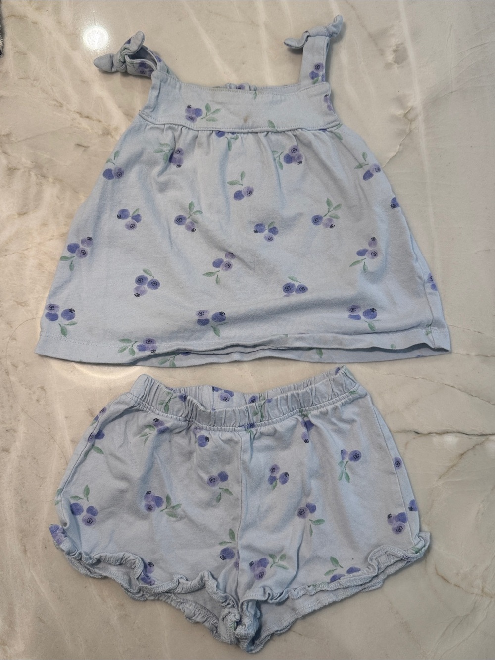 Carters Light Blue blueberry Tank Top & Shorts Set - 18 months